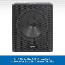 QTX 15" 600W Active Powered Subwoofer Bass Bin Cabinet DJ Disco Club QT15SA