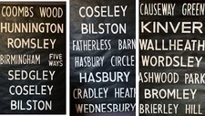 BIRMINGHAM / BLACKCOUNTRY / WOMBOURNE VINTAGE BUS DESTINATION BLINDS