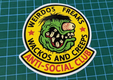 Weirdos Freaks Anti-social Club Sticker Decal Hot Rod Classic American Car 1960s