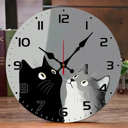 10inch black white - cats, wooden