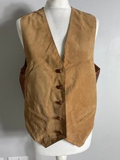 VTG Monsoon brown real leather suede button up waistcoat UK 12 country cowgirl