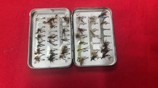 Wheatley Pocket Metal Fly Box. Approx  38 Trout Flies.