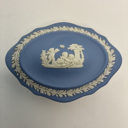 Wedgwood blue jasperware - jasperware, oval