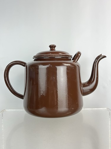 Vintage brown enamel - brown,