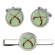 Duelling Pistols Cufflinks and Tie Clip Set