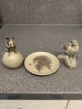 Poole Pottery 3 X Items Stoneware Mouse Bird And Robin Plate, Uk Only.