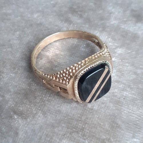 Mens 9ct gold black - 9ct, ring