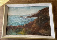 French Post Impressionist Oil Painting Seascape Signed Charly 1950s ?