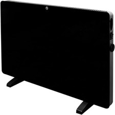 Adam iRad Freestanding Electric Panel Heater in Black Glass with Thermostat