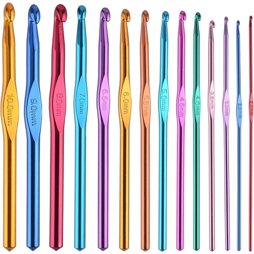 Aluminium crochet hook set - aluminium,