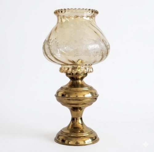 Vintage brass oil lamp - brass,