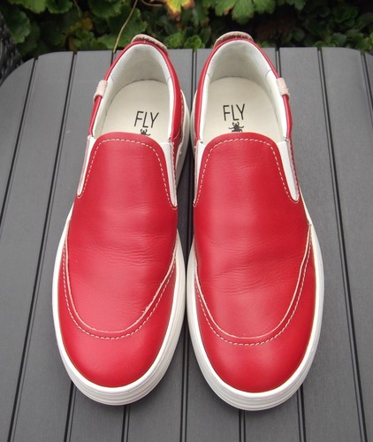 Fly london red leather - leather, slip-on