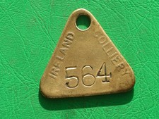 Ireland colliery Derbyshire brass pit check miners coal mining lamp token tally