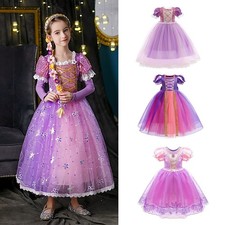 kid Rapunzel Princess Fancy Dress Up Costume Cosplay Outfit Girls Halloween Gift