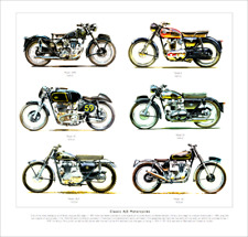 Fine Art Print depicting CLASSIC AJS  MOTORCYCLES - Model 8 16MS 7R 20 18CS 16C
