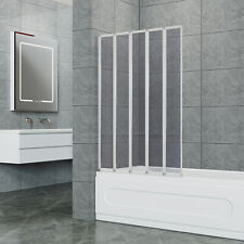 Pivot Bath Shower Screen Matt Black Frame Wet Room Clear Glass Panel 800x1400mm