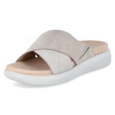 Romika Borneo Ladies Womens Beige Gold Leather Slip On Cross Strap Sandal New