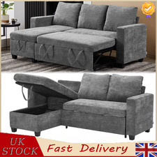 Universal 3 Seater Corner Sofa Bed w/Hidden Storage Convertible Pull Out SofaBed