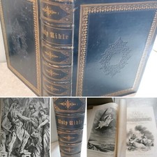 CASSELLS ILLUSTRATED BIBLE old new testament  800+ ENGRAVINGS  VGC  leather 1870
