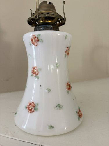 Rose pattern milk glass oil - rose,