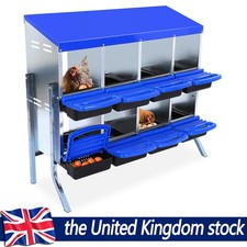 2-Tier 8 Holes Chicken Nesting Boxes Roll Away Eggs Laying Boxes, with Leg Blue