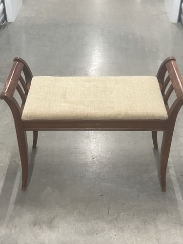 Antique upholstered wood - , bench