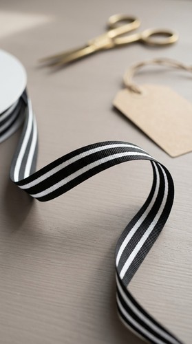 9mm black and white ribbon - white,