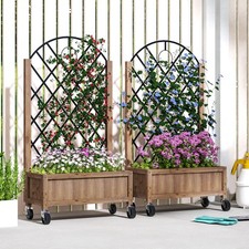 Pack of 2 Wooden Raised Flower
