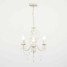 Lille 3 Light Chandelier Ceiling Light Distressed White - Shabby Chic