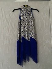 Blue and Gold Flapper Dress Costume. Size 8-10.