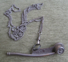 Vintage Bosuns Whistle With Crown & Anchor Motif On  52” Chrome Chain 