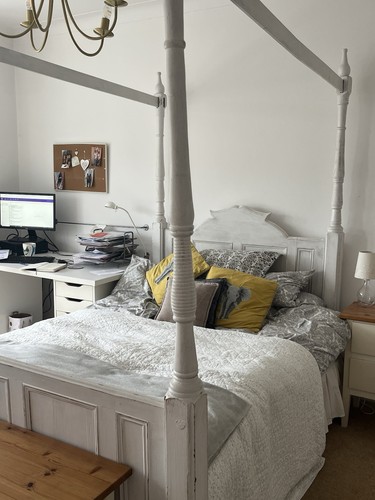 Antique pine four poster - pine, bed