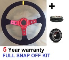 DISHED SNAP OFF STEERING WHEEL AND BOSS KIT FIT MAZDA ESCORT CORTINA MK1 MK2 RED