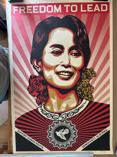 Obey shepard fairey aung - 'aung, san