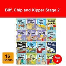 Biff, Chip and Kipper Stage 2 Read with Oxford: 4+: 16 Books Collection Set Pack