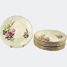 Vintage Alfred Meakin England Rose Floral Saucers Set Of 10 Fine China