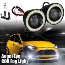 2x Car LED Angel Eyes Halo Ring Fog Lights Universal 76/89mm Round Spot COB