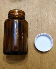 Amber Glass Jar with White