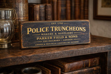 Police Truncheons sign Wooden