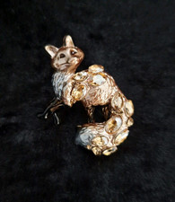 Fox Brooch Crystal Vintage