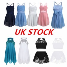 Kid Girls Lyrical Dance Costume Contemporary Ballet Tutu Dress Leotard Camisole