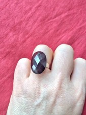 Sterling silver statement ring with black stone