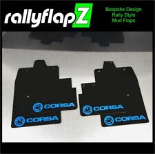 Rally Mudflaps VAUXHALL CORSA C (00-07) Mud Flaps Black Logo Sky Blue 4mm PVC