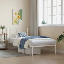 Metal Bed Frame White Steel Single Metal Bed Frame Rectangular