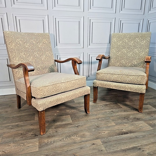 Pair vintage upholstered - pair,