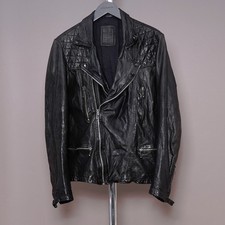 ALL SAINTS Leather Jacket MEDIUM Mens Black M Vintage Distressed Patina REPLICA