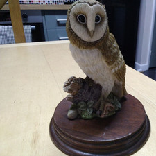 Vintage Leonardo Collection  Nature Studies  Barn Owl 1994 In Wooden Base