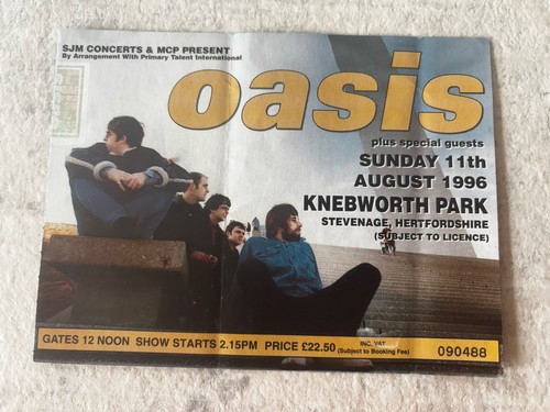 Oasis knebworth ticket 1996 - ticket,