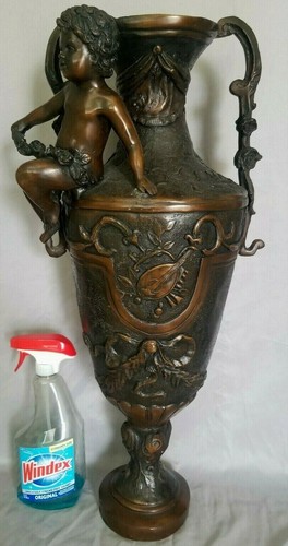 Massive putti bronze urn - massive, /