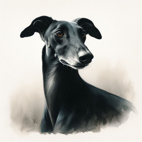 Black greyhound watercolour - greyhound,
